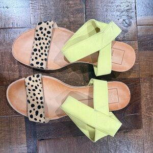 Dolce Vita Neon Yellow and Leopard Sandals